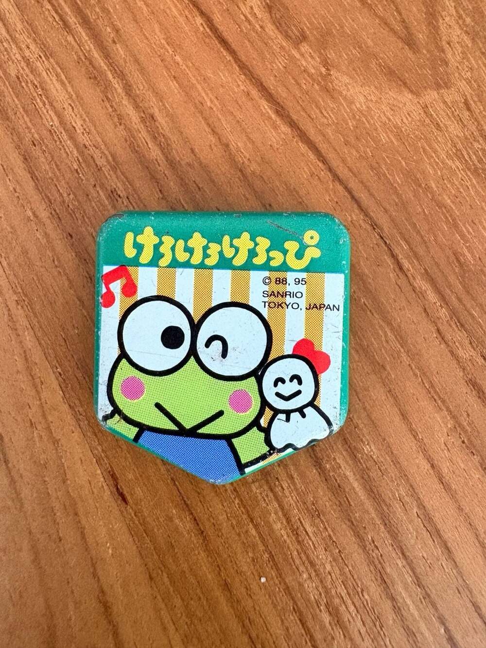 Vintage 1995 Sanrio Keroppi Shield-Shaped Pin Badge